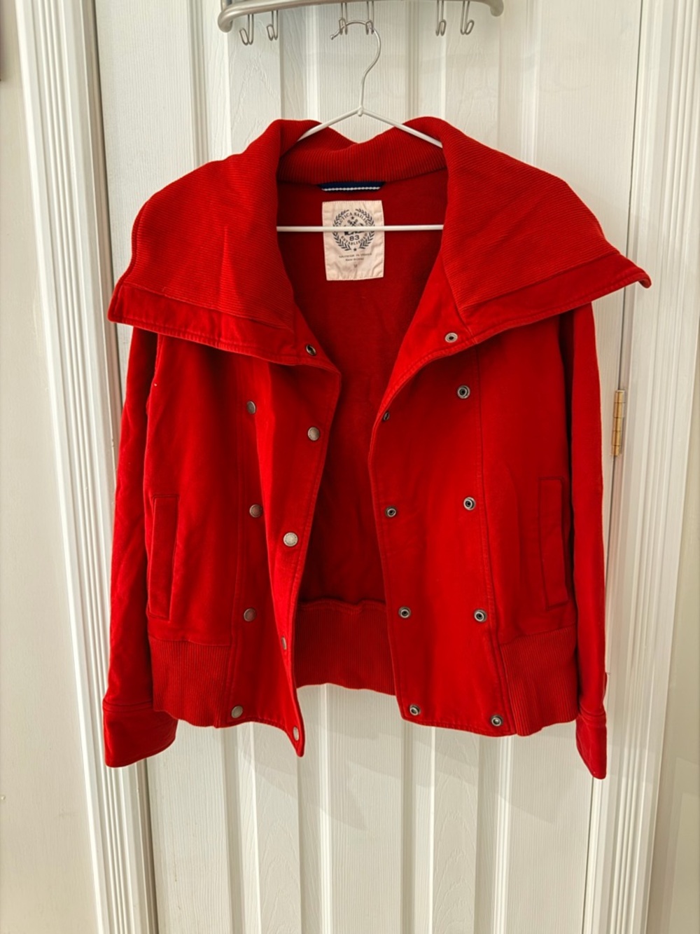 Nautica Bright Red Bomber Jacket with Wide Collar